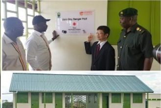 The Deputy Head of Mission, Embassy of Japan in Uganda, Mr Mizumoto Horii commissioned the Lions Bay ranger post, and the Honourable Minister Godfrey Kiwanda Ssubi opened the Katore ranger post.