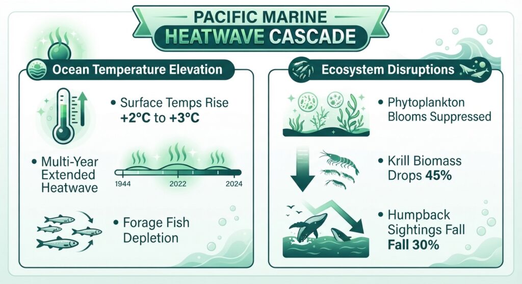 An infographic showing the pacific marin heat wave cascade