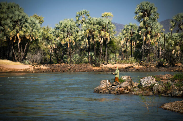 Cunene river which separates Namibia from Angola